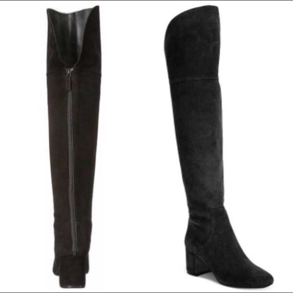 Cole Haan Black Suede Over The Knee Boots